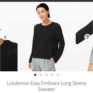 Lululemon Size 8 Easy Embrace Long Sleeved Sweater Black